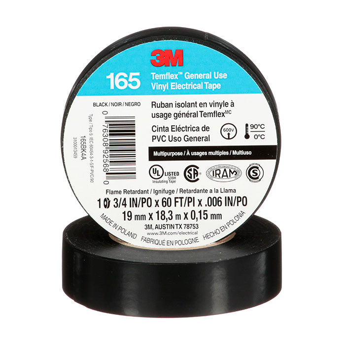 TEMFLEX 165 19MM X 18M NEGRA
