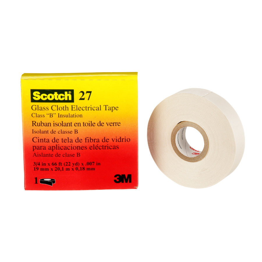Cinta eléctrica de fibra de vidrio 3M Scotch 27 blanca de 19 mm x 20 m