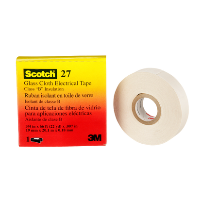 Cinta eléctrica de fibra de vidrio 3M Scotch 27 blanca de 19 mm x 20 m