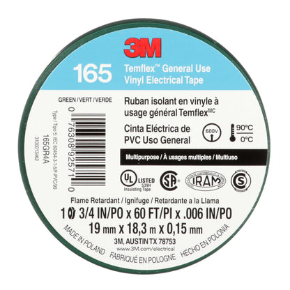 Cinta Aislante Verde 3M™ Temflex™ 165, 19 mm x 18 m