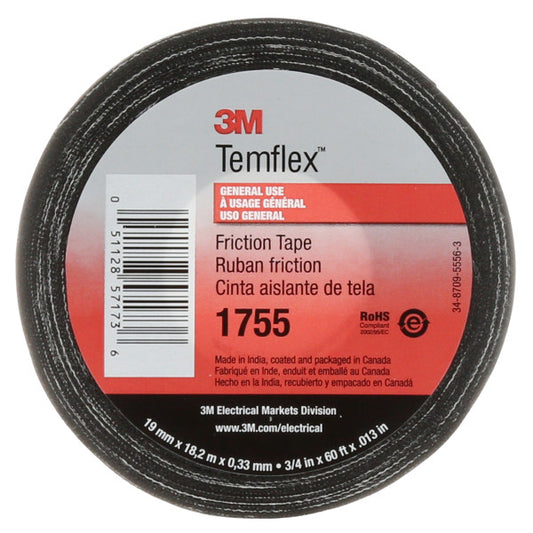 CINTA DE TELA Y HULE TEMFLEX® 1755 3/4" x 60"  .019 x 18m 3M