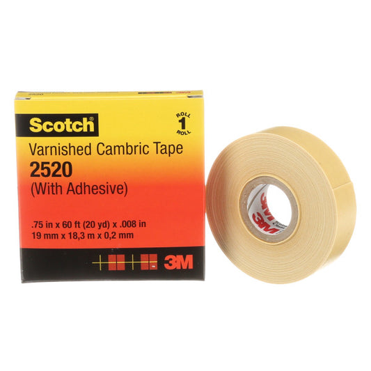 Cinta Aislante Barnizada Cambric 3M Scotch 2520 Amarilla 19mm x 20m
