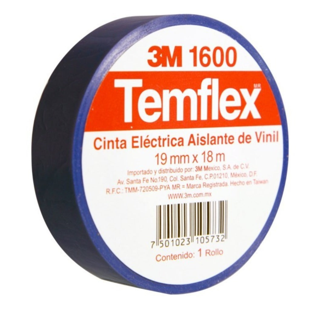Cinta Aislante de Vinilo Temflex 1700, Color Azul, 3/4'' x 18m.